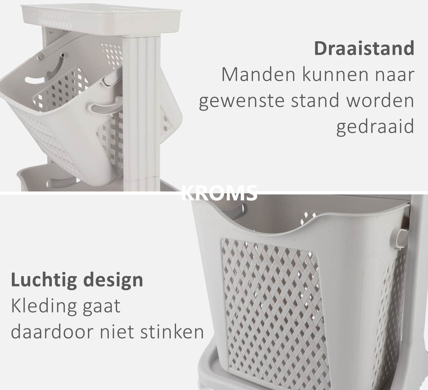 Wasmand 2 vakken Lichtgrijs