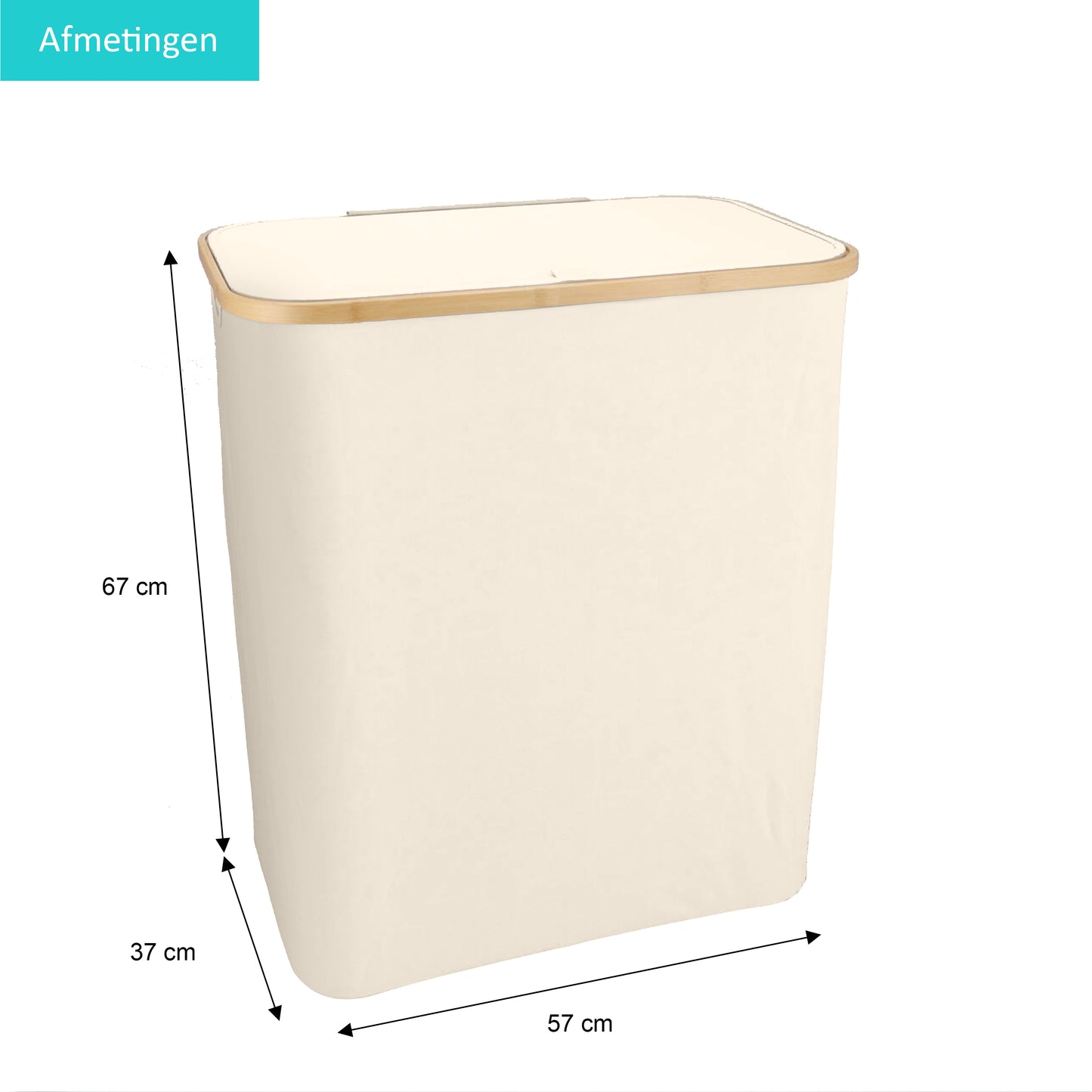 Wasmand Bamboe 3 vakken Beige 145L