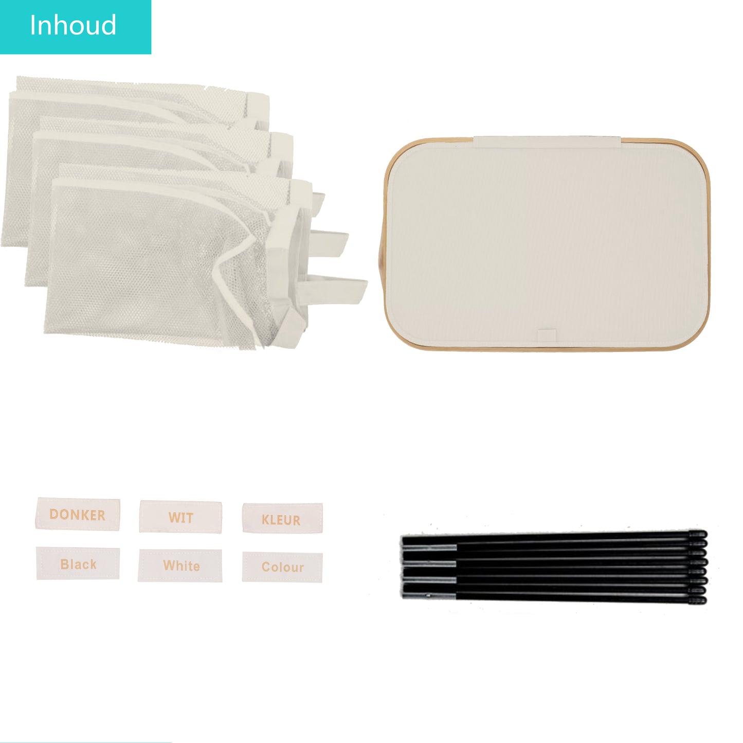 Wasmand Bamboe 3 vakken Beige 145L