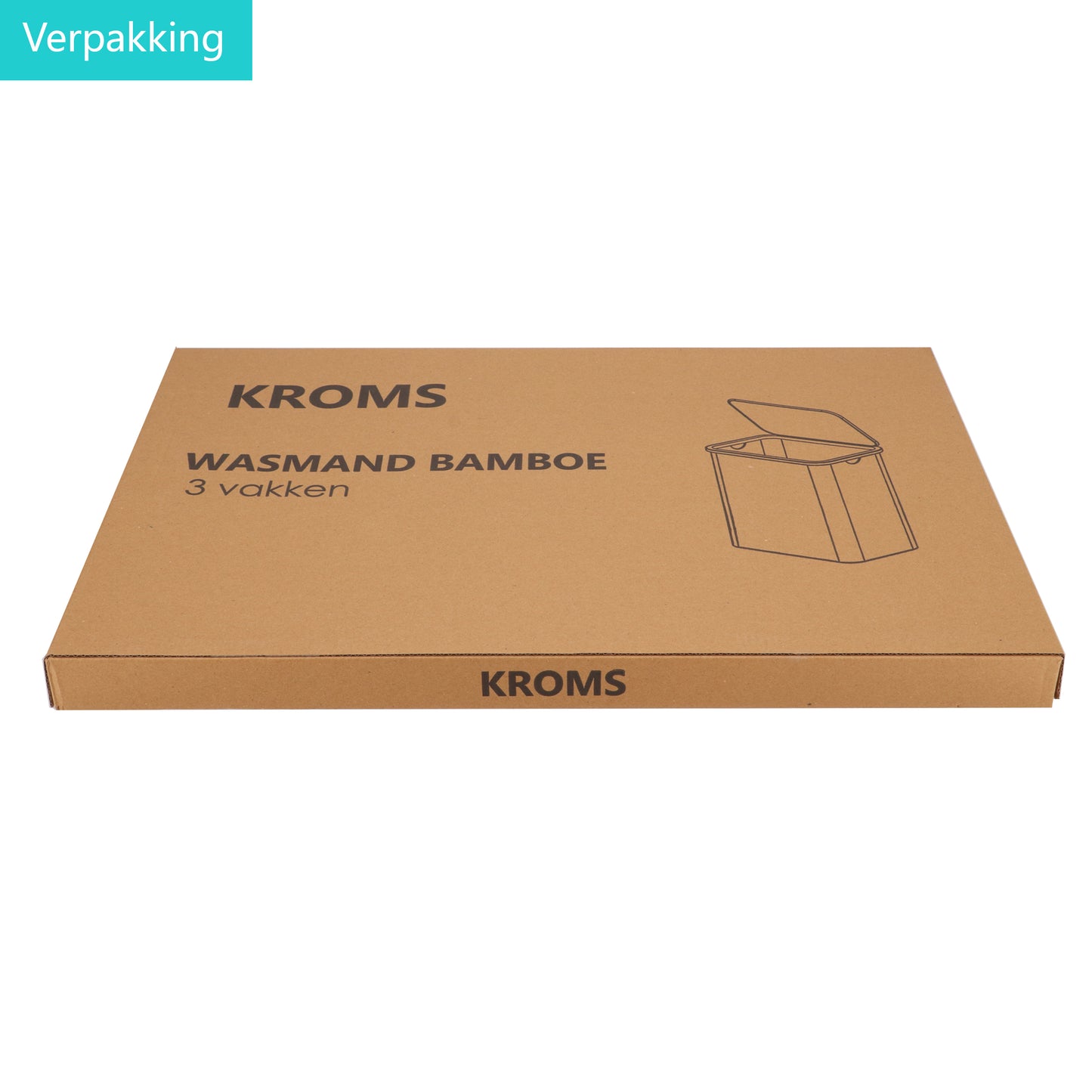 Wasmand Bamboe 3 vakken Beige 145L