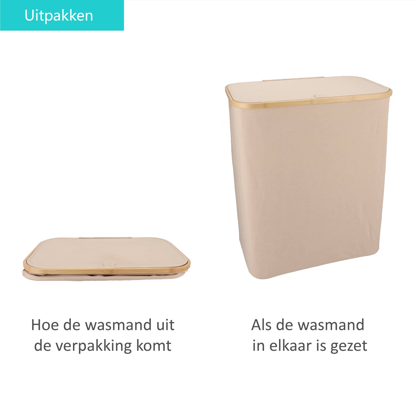Wasmand Bamboe 3 vakken Zand 145L