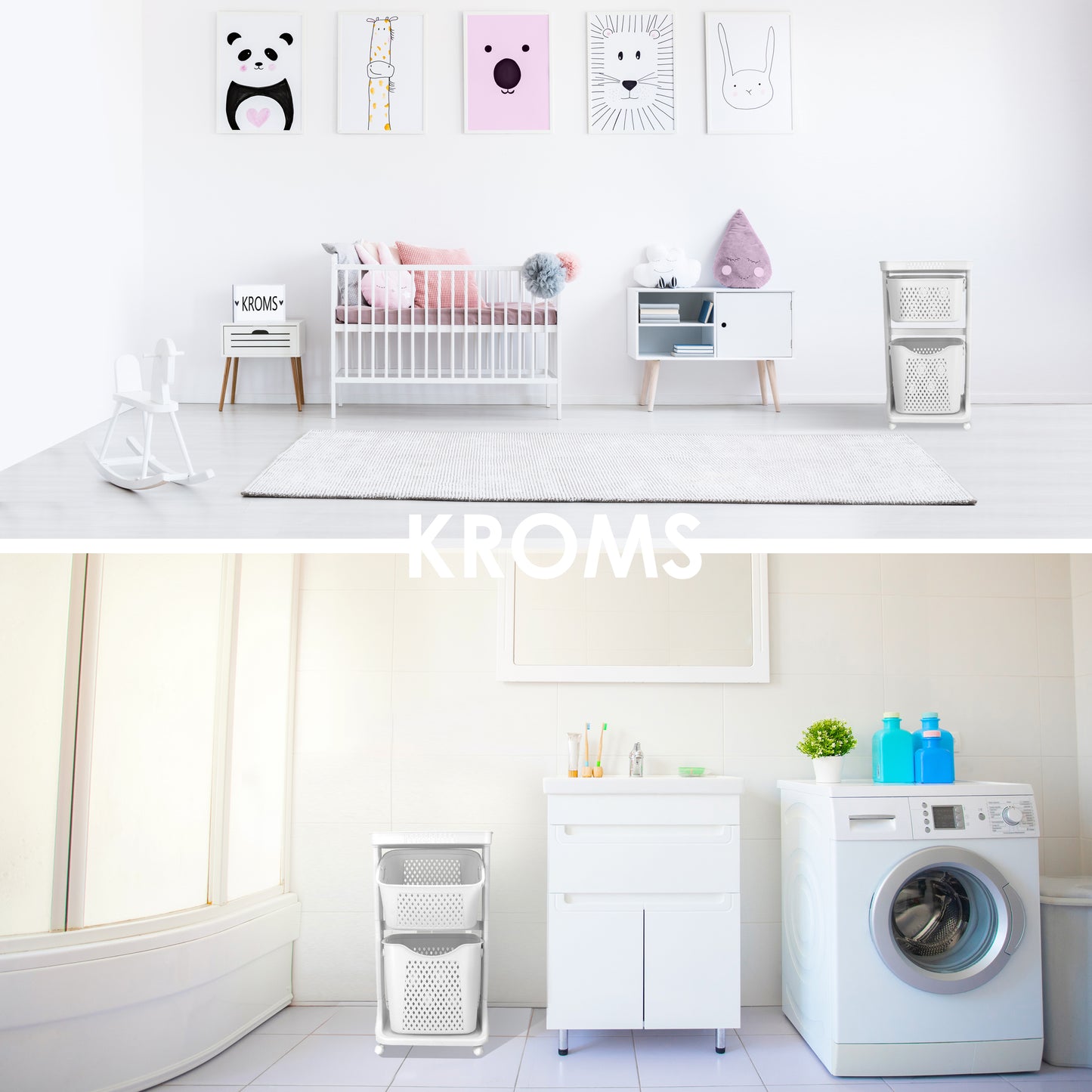 Wasmand 2 vakken Wit