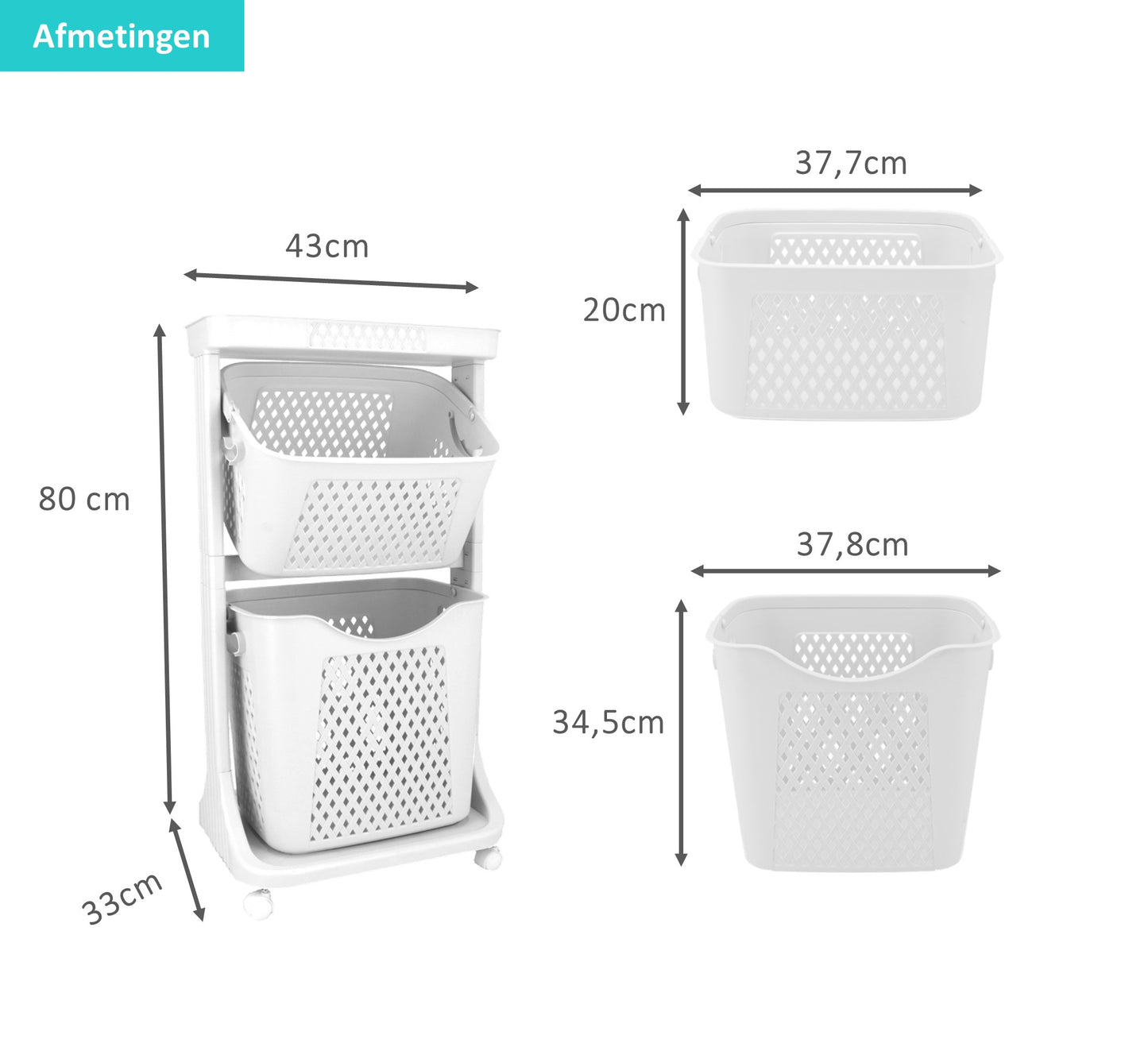 Wasmand 2 vakken Wit