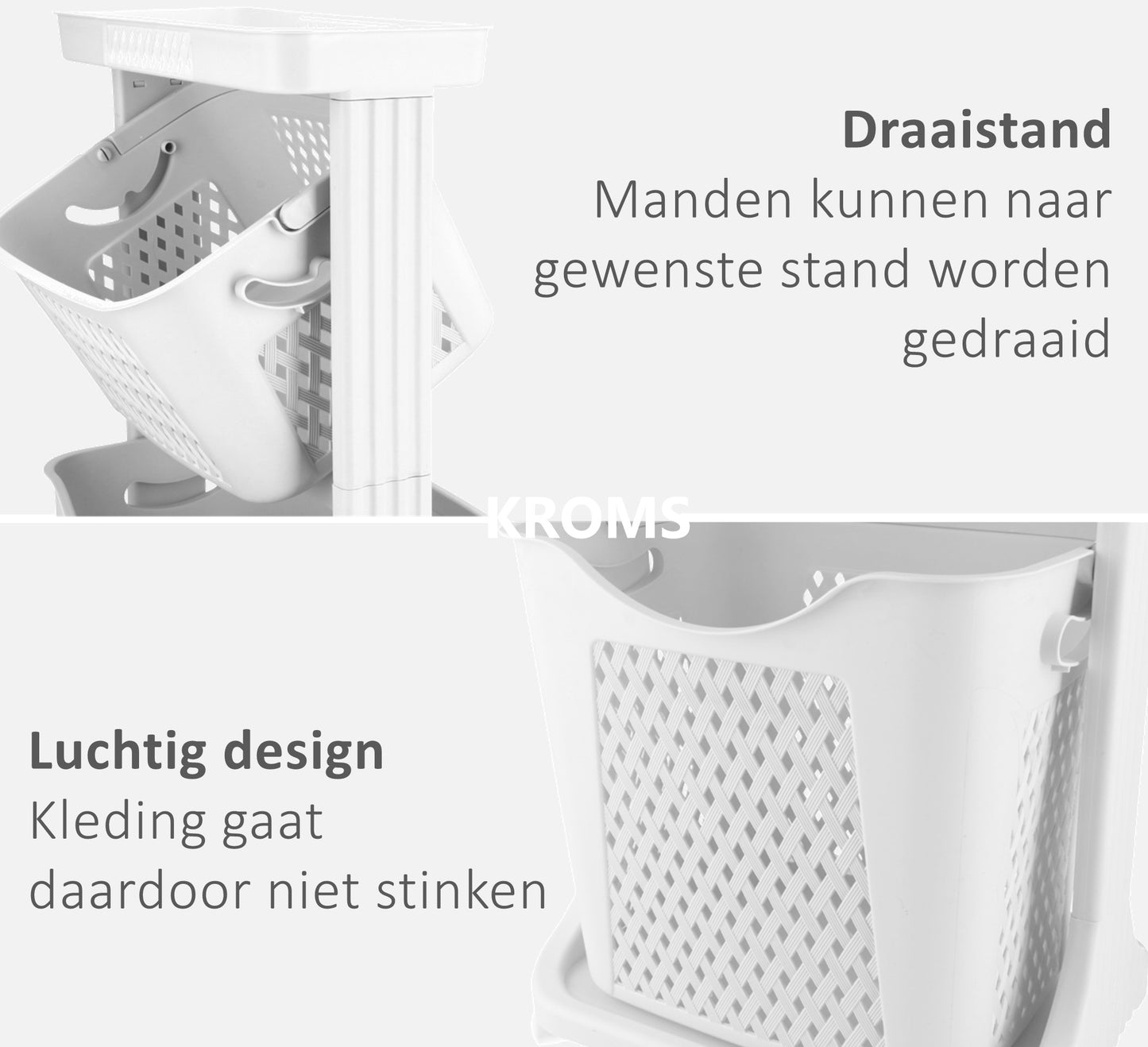 Wasmand 2 vakken Wit