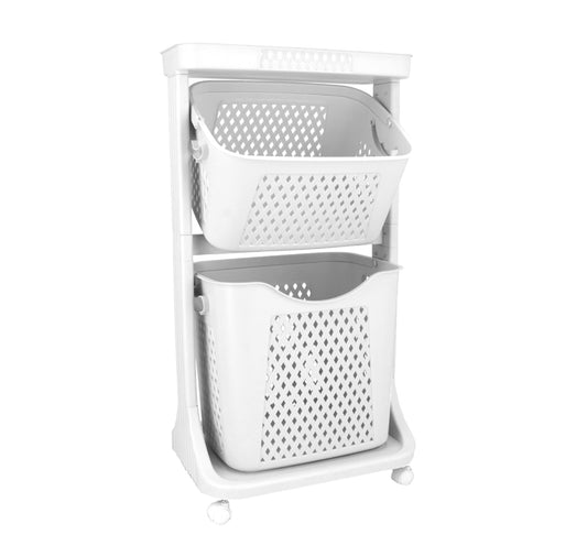 Wasmand 2 vakken Wit