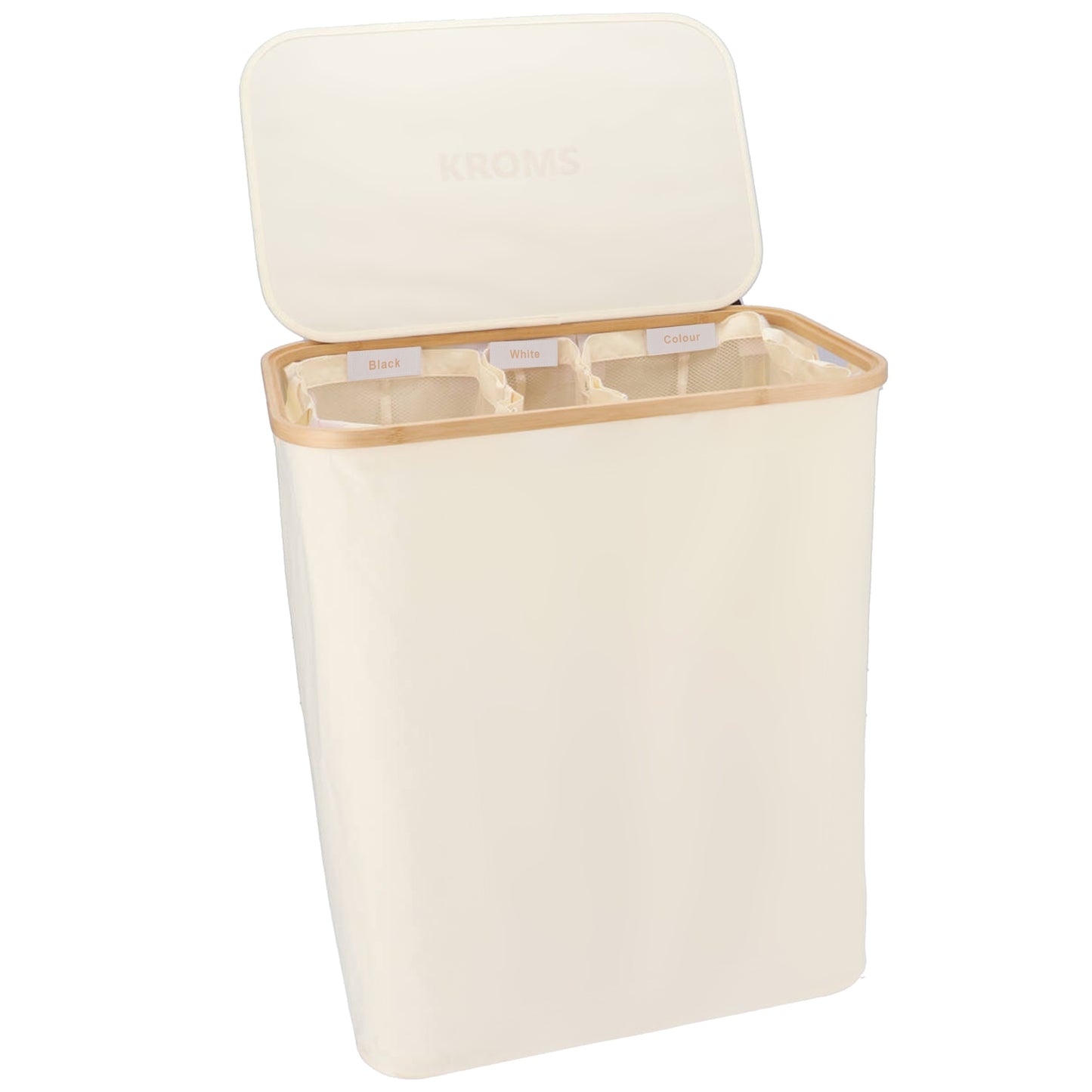 Wasmand Bamboe 3 vakken  Beige 145L