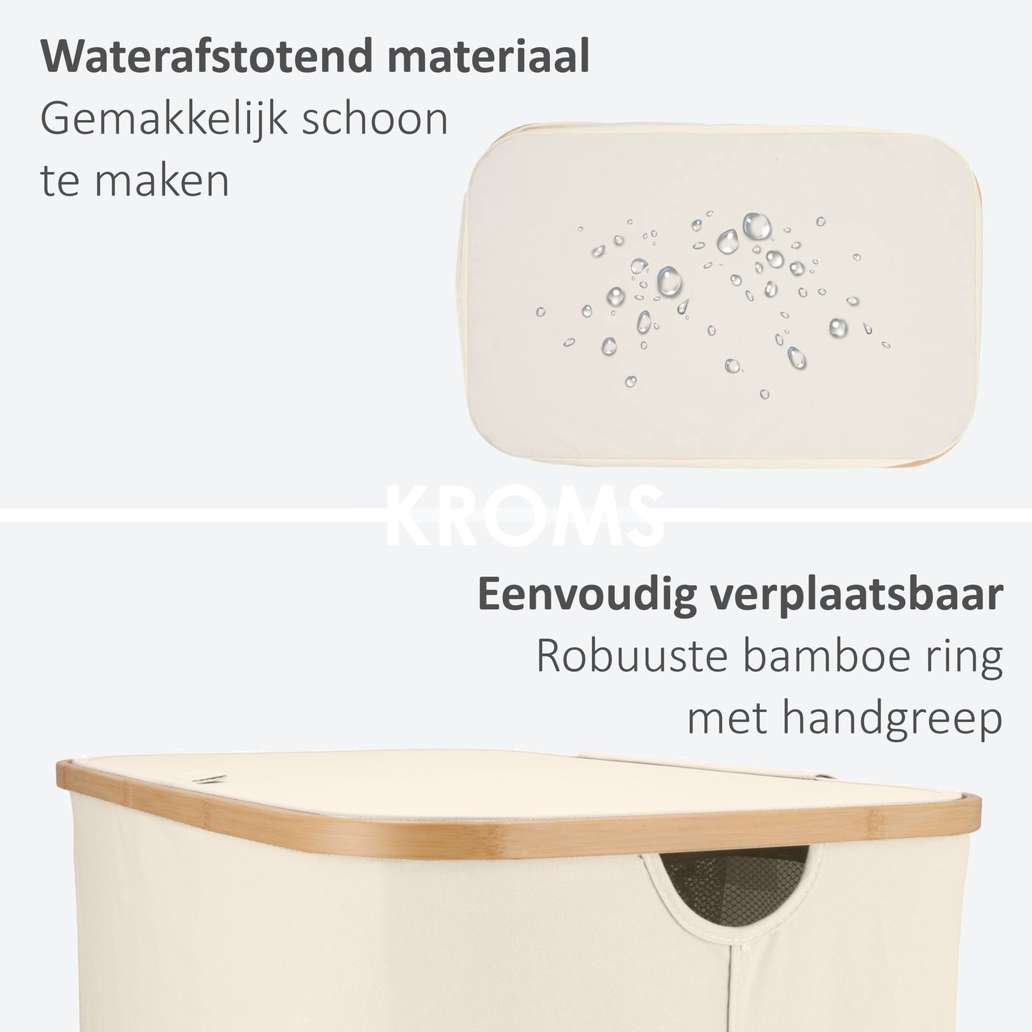 Wasmand Bamboe 3 vakken  Beige 145L