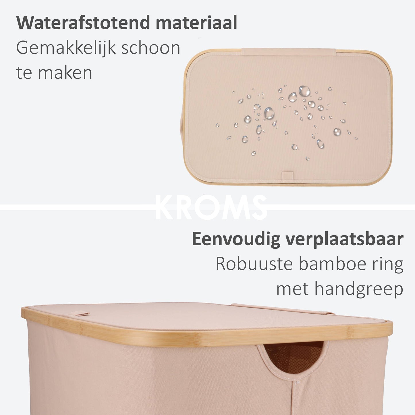 Wasmand Bamboe 3 vakken  Zand 145L