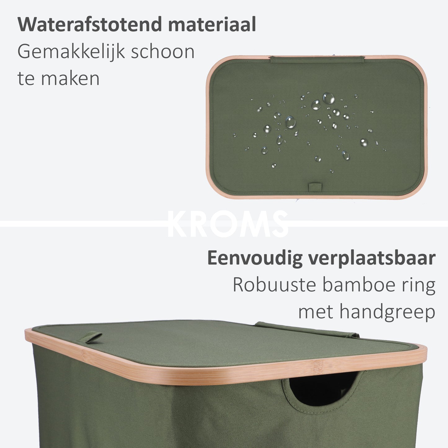 Wasmand Bamboe 3 vakken  Olijfgroen 145L