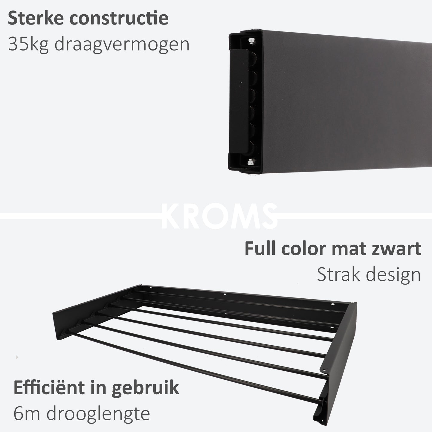 Wanddroogrek XL Full Color Zwart 100 cm