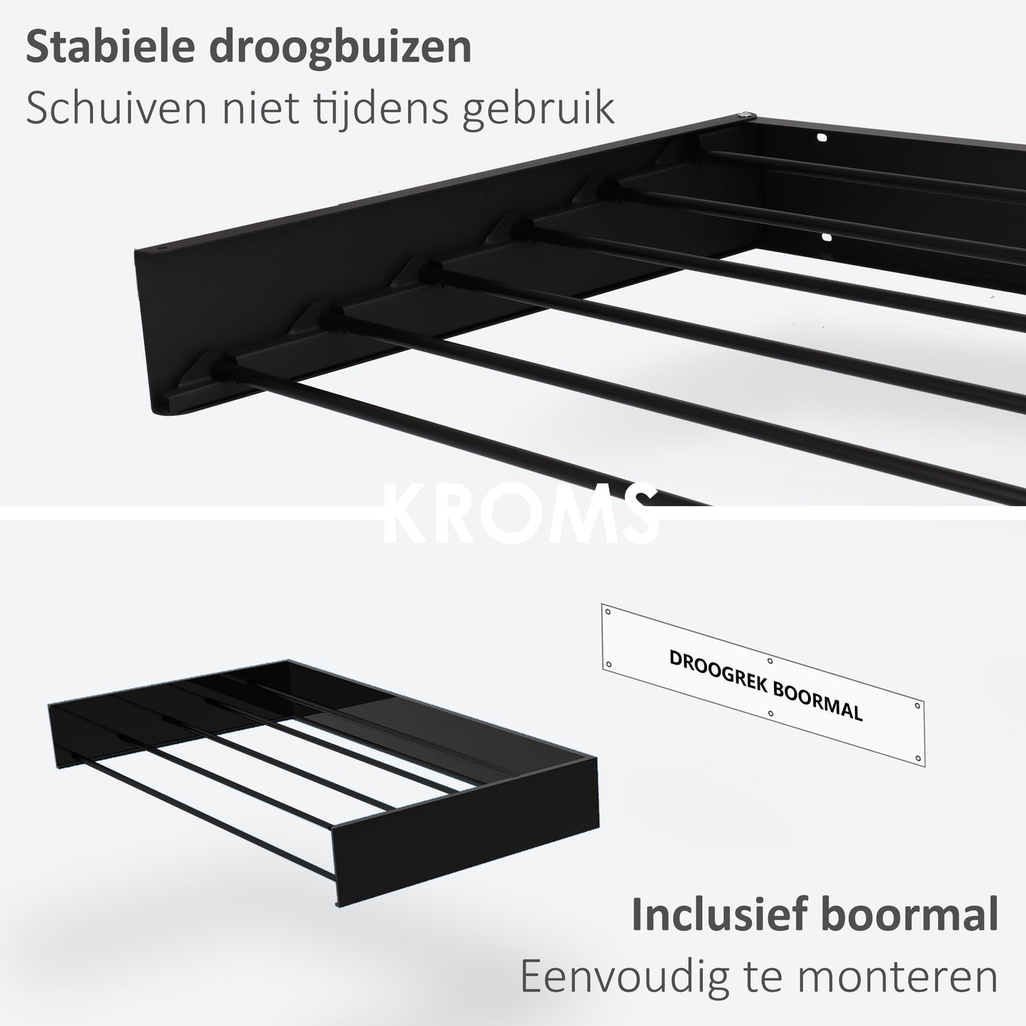 Wanddroogrek Full Color Zwart 80 cm