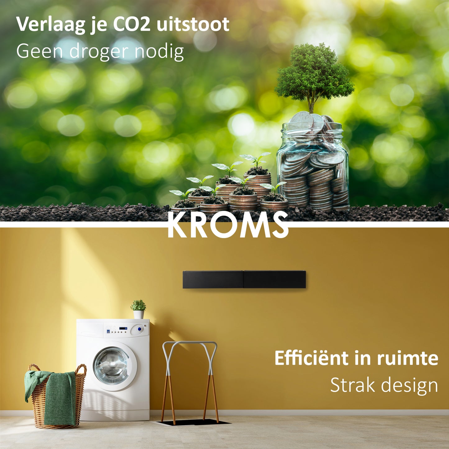 Wanddroogrek XL Full Color Zwart 100 cm