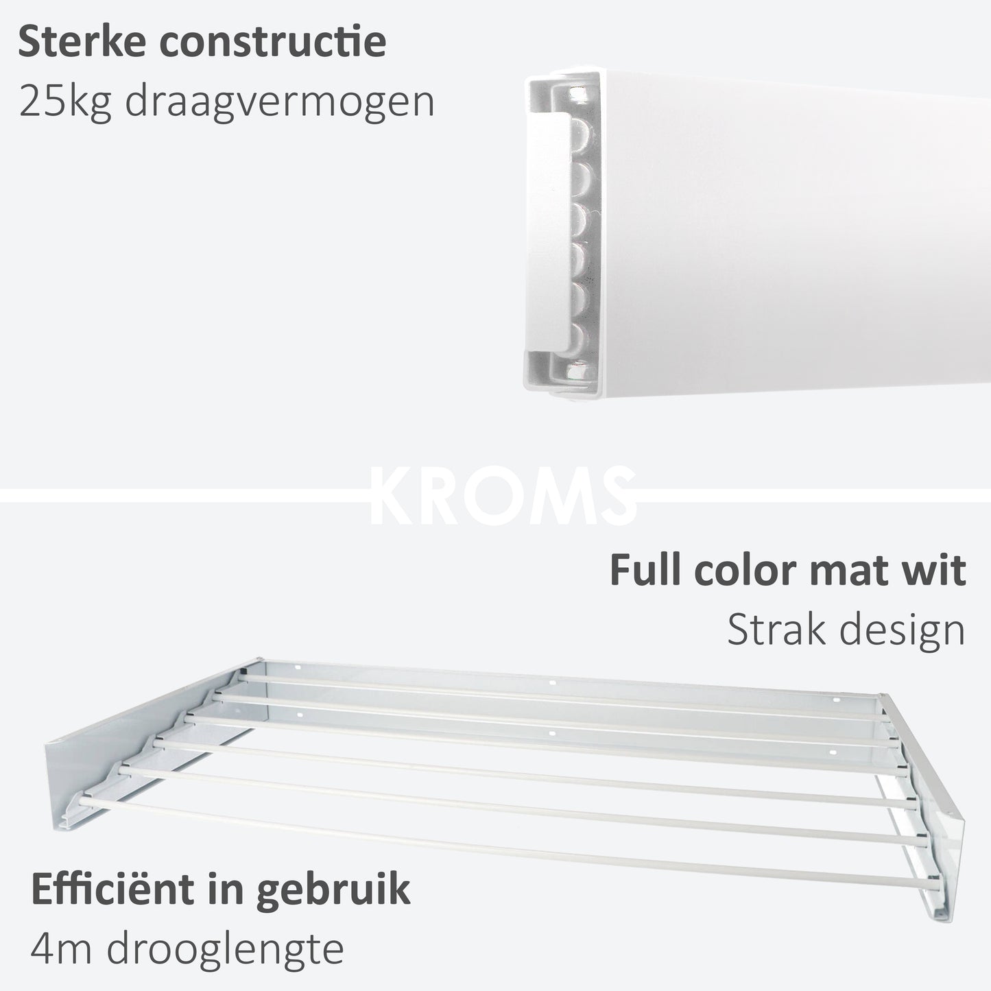 Wanddroogrek Full Color Wit 80 cm