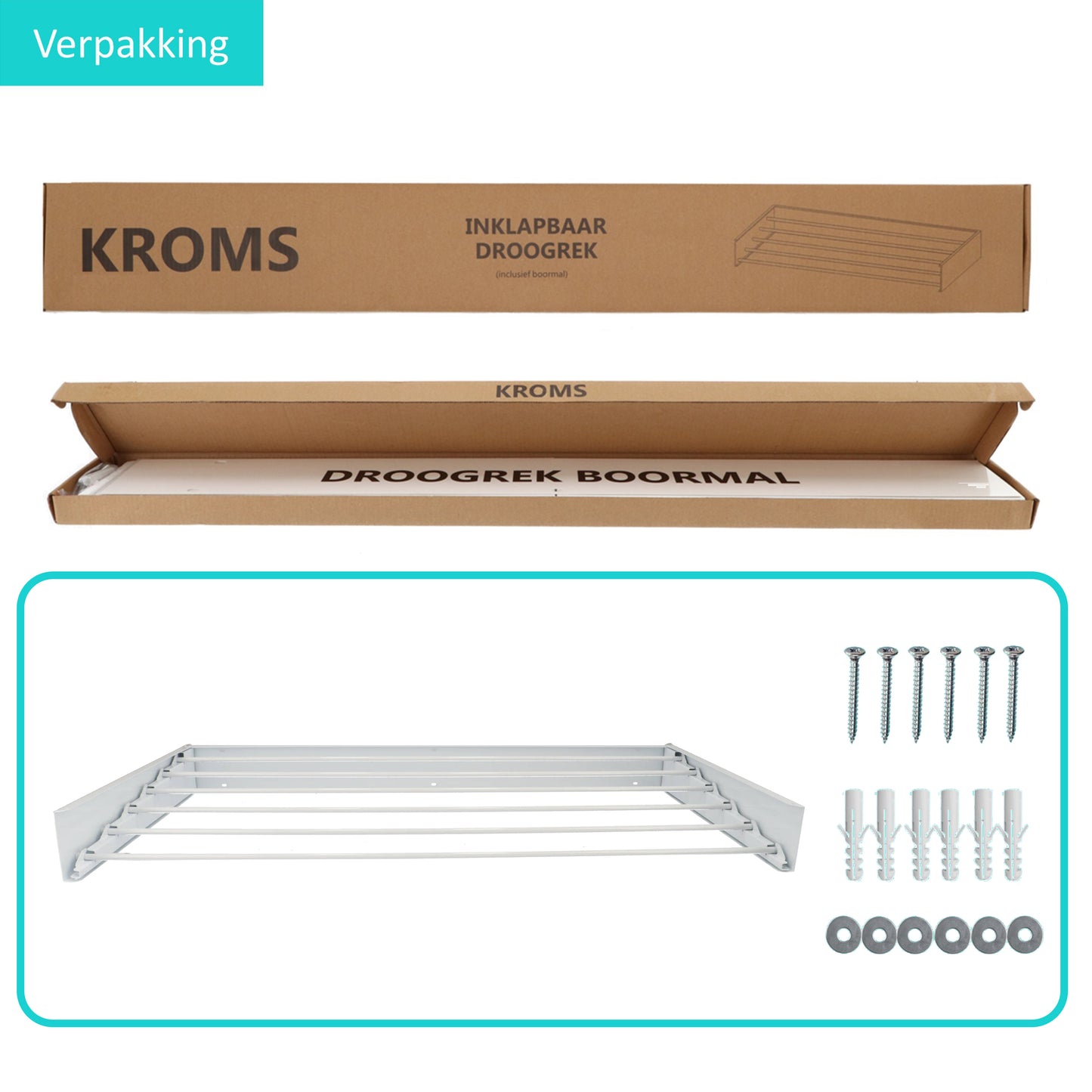 Wanddroogrek XL Full Color Wit 100 cm