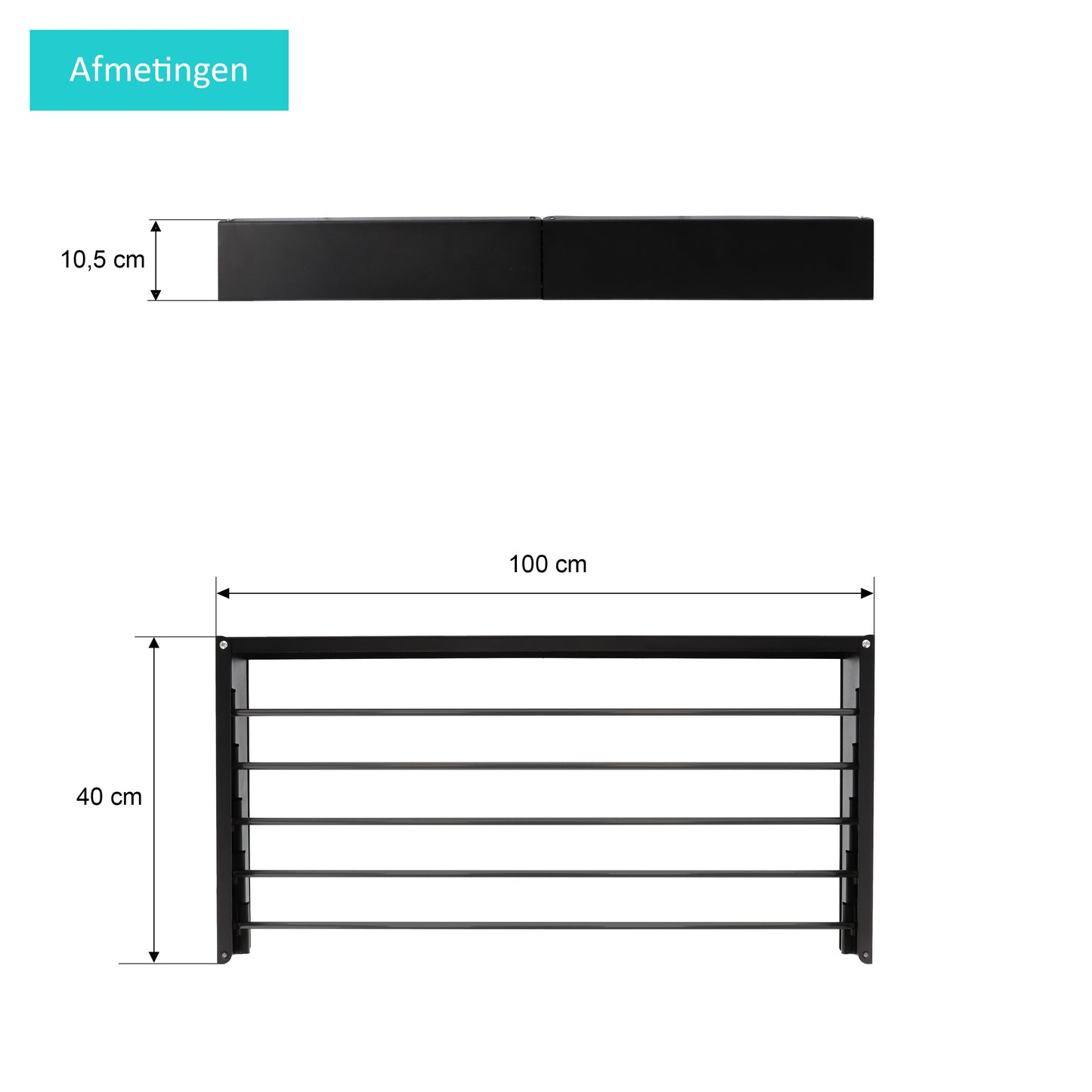 Wanddroogrek XL Full Color Zwart 100 cm