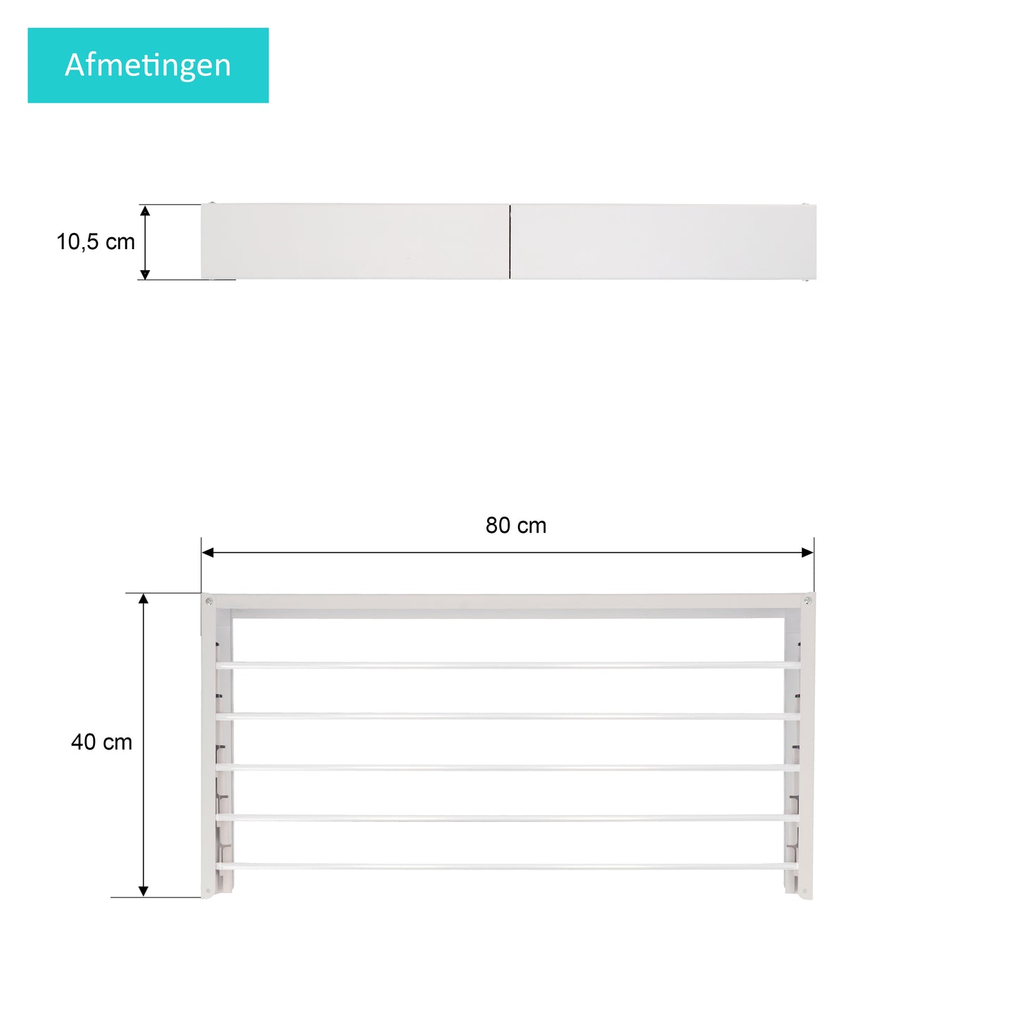 Wanddroogrek Full Color Wit 80 cm