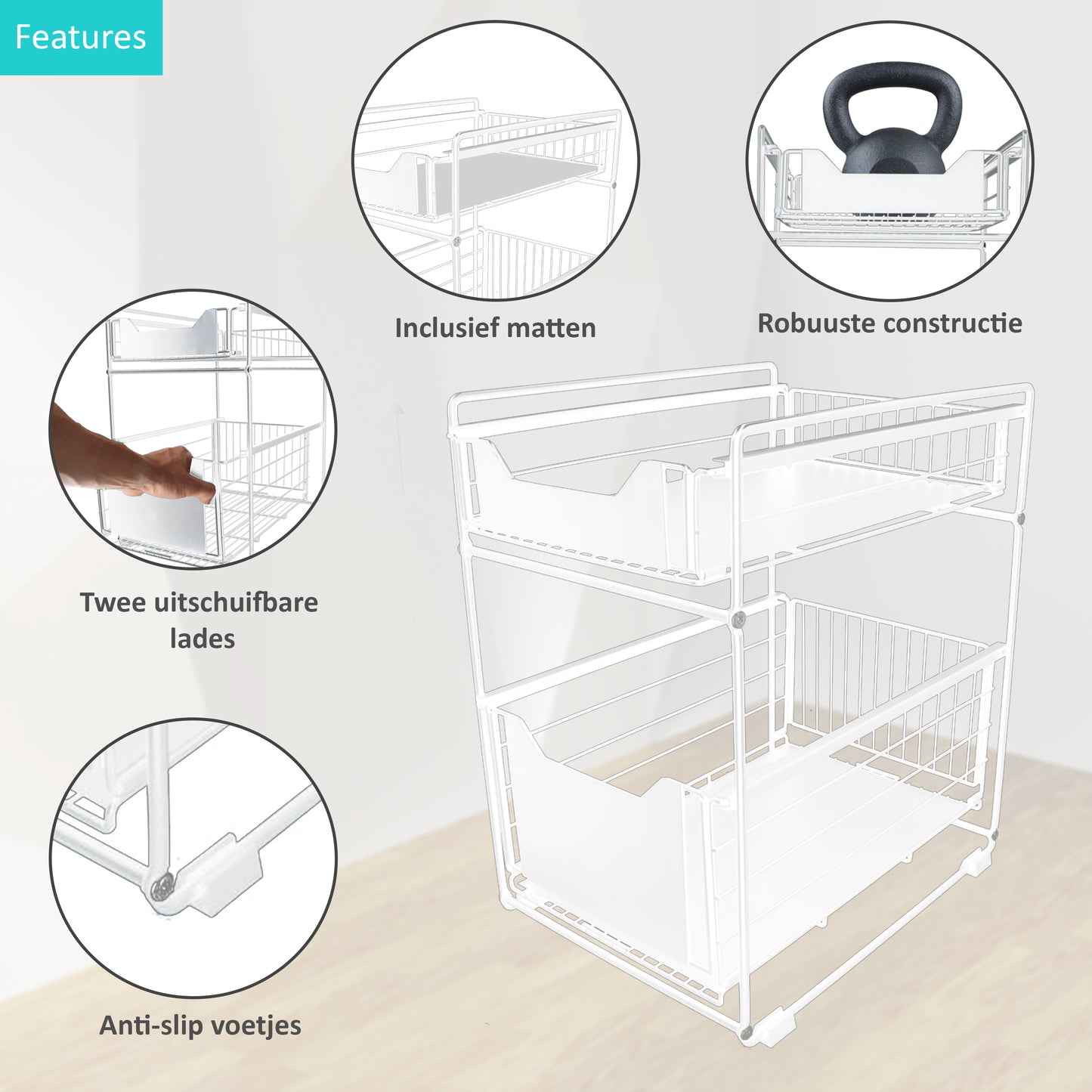 Gootsteenkast Organizer Wit